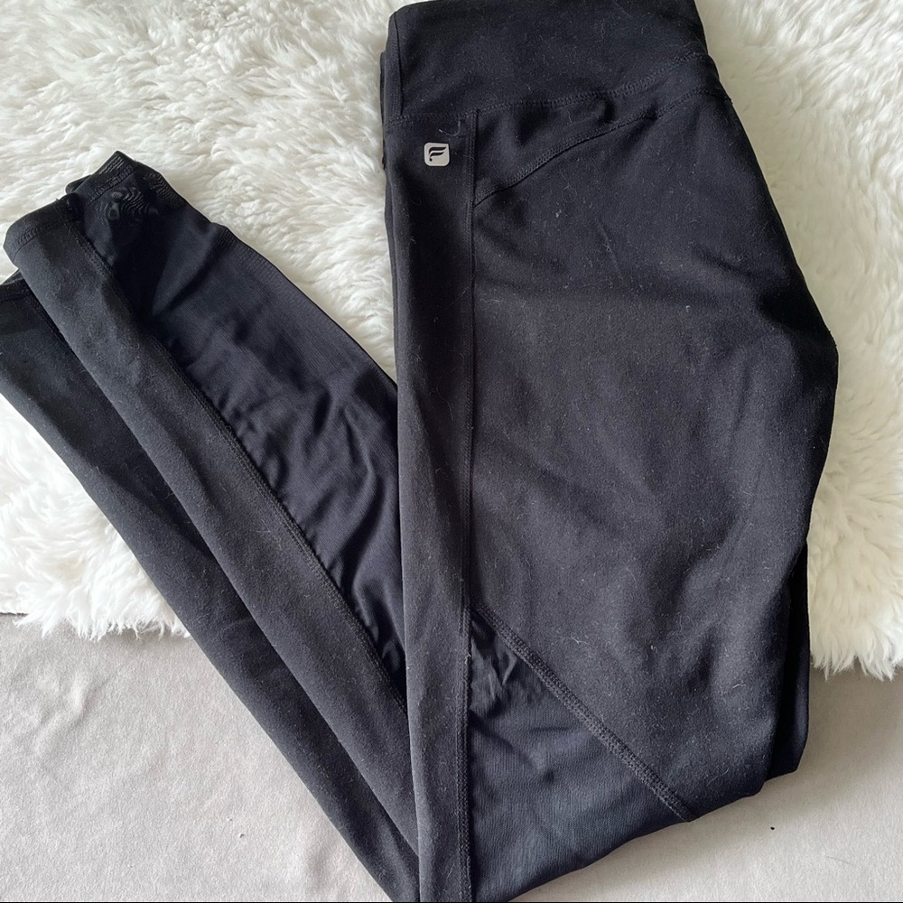 Fabletics Women’s Black Mesh Panel Cropped Ankle Leggings Mid Rise Size S